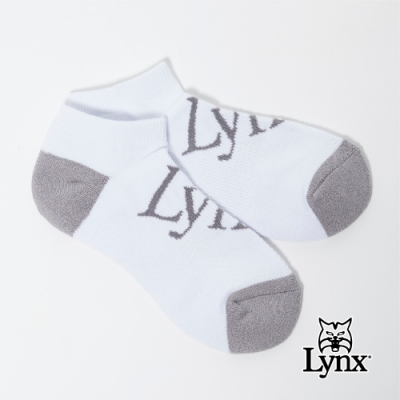 【Lynx Golf】Lynx字樣厚底舒適短襪-白底灰字(3入)