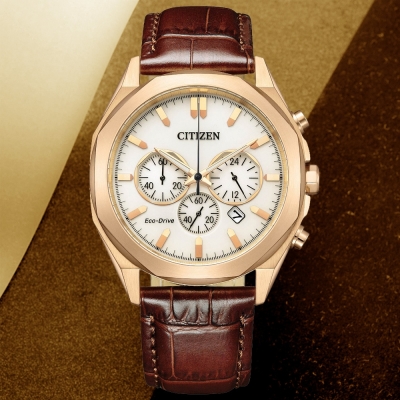 CITIZEN星辰 Chronograph系列 光動能 時尚計時腕錶 母親節 禮物 41mm/CA4593-15A