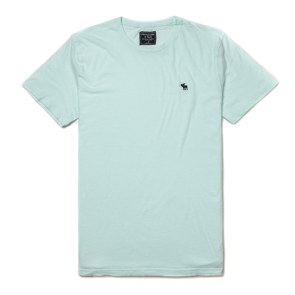 麋鹿 AF A&F 經典圓領電繡麋鹿素面短袖T恤(BONL)-淡藍色