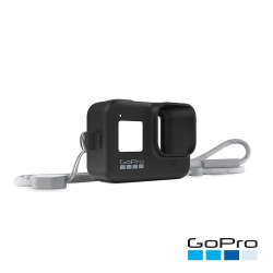 GoPro-HERO8 Black專用矽膠護套+繫繩-子夜黑AJSST-001