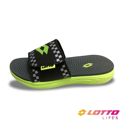 【LOTTO 義大利】童鞋 躍動輕量拖鞋(黑/綠-LT1AKS3855)
