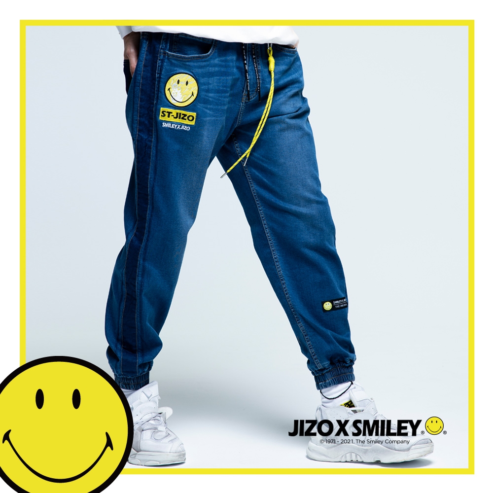 地藏小王 BLUE WAY – JIZOxSMILEY束口牛仔褲(藍) product image 1