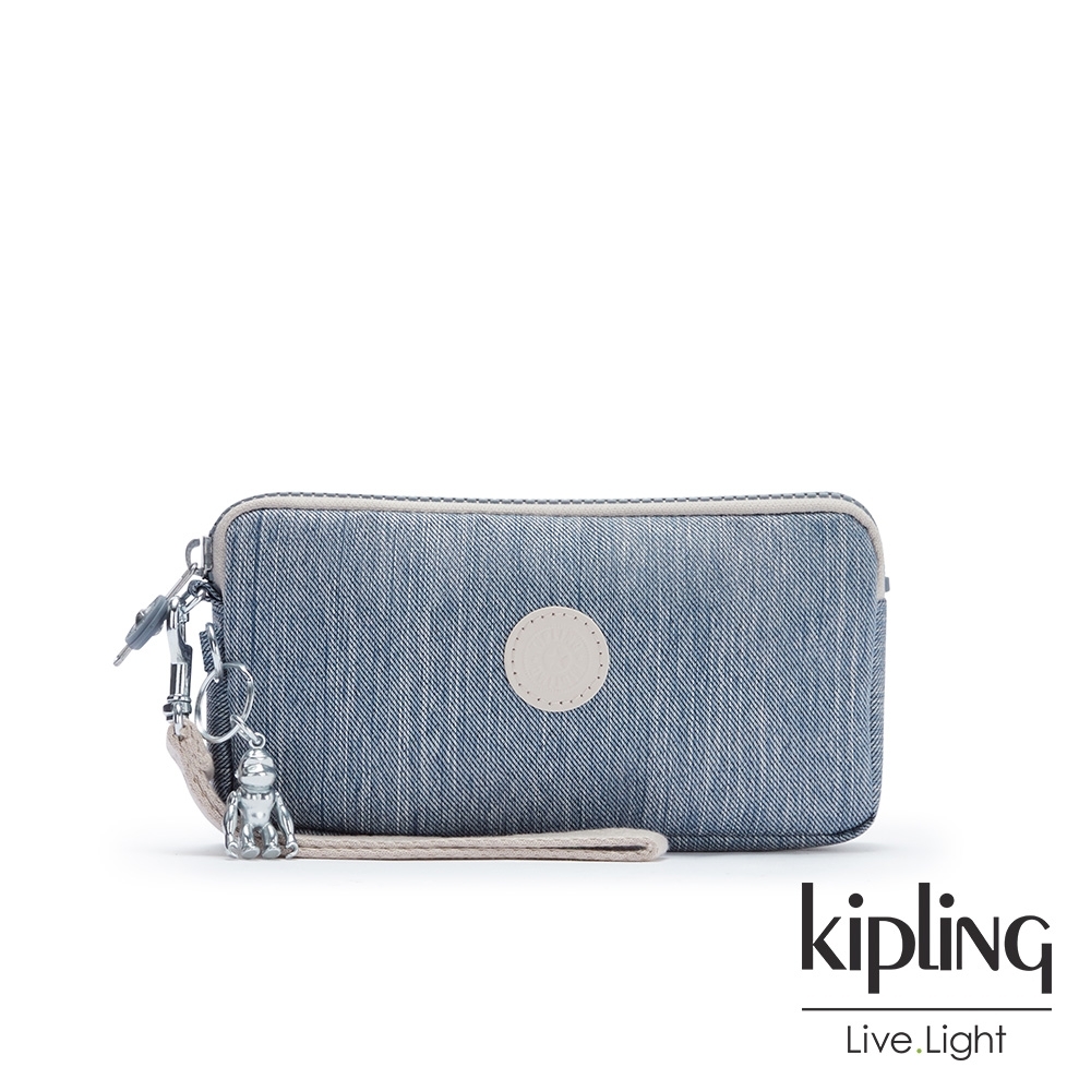 Kipling 淺色丹寧藍手拿包-LOWIE