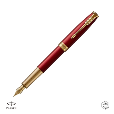 PARKER 派克 18K金 卓爾系列 寶石紅金夾 F尖 鋼筆