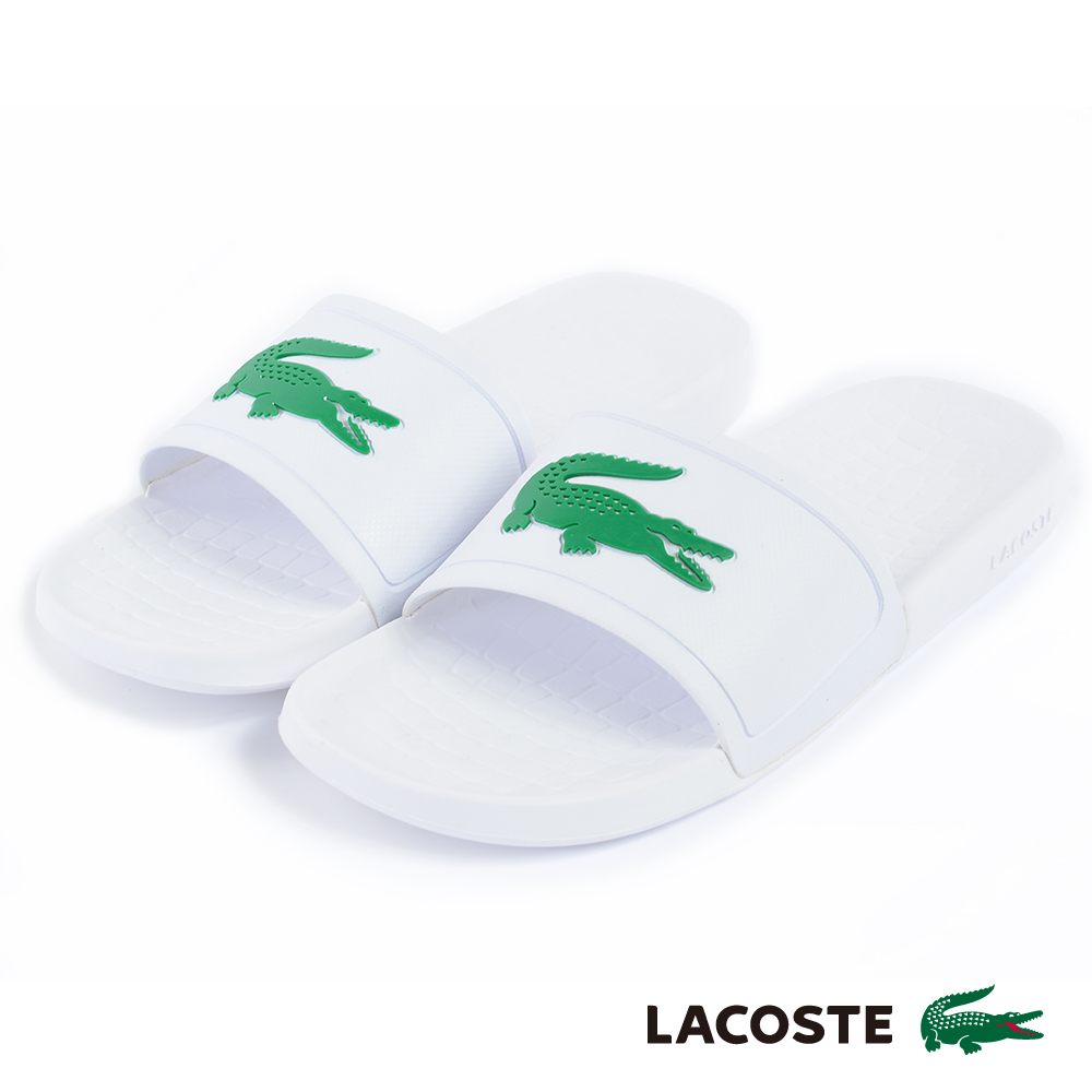 LACOSTE 男用休閒拖鞋-白色