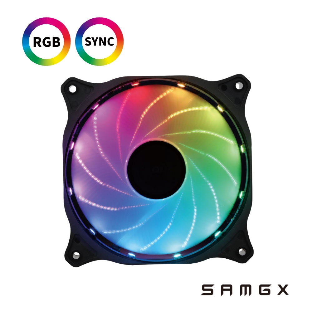 SAMGX 12公分 RGB風扇 主機板燈光同步SYNC 5V系統散熱風扇(SG-RAINBOW)