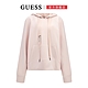 【GUESS】金邊LOGO口袋長袖帽T-粉 product thumbnail 1