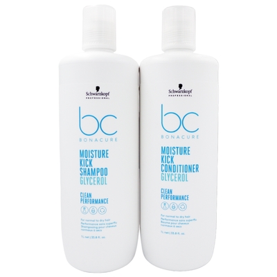 Schwarzkopf施華蔻 欣臨公司貨【bc水感保濕甘油髮露1000ML+ bc水感保濕甘油髮霜1000ML】保濕水潤組合 ( 附壓頭 )