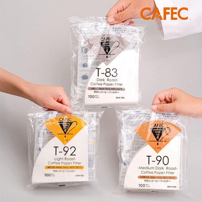 【CAFEC】日本製濾紙 100張(適用V形濾杯) (深焙/中深焙/淺焙專用)2-4人份