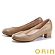 ORIN 簡約素面真皮圓頭中跟鞋 棕色 product thumbnail 1