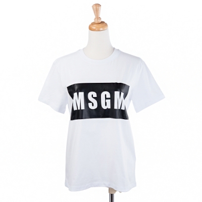 MSGM 經典BOX LOGO 英文字母合身版T恤 (白色)