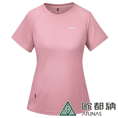 【ATUNAS 歐都納】女款POLARTEC POWER DRY短袖T恤A2TS2323W玫瑰粉/吸濕排汗/防曬透氣/抗臭快乾/休閒旅遊/登山健行