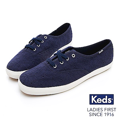 Keds CHAMPION 緹花綁帶休閒鞋-藍