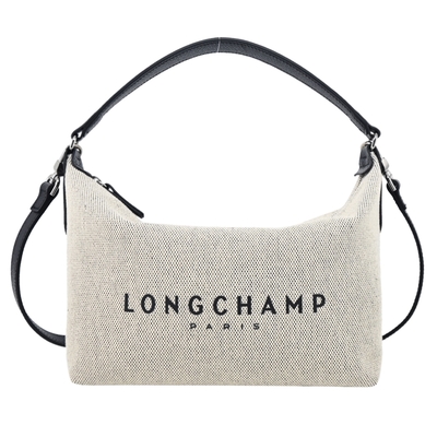 LONGCHAMP ESSENTIAL系列帆布LOGO字母兩用包(小/亞麻)