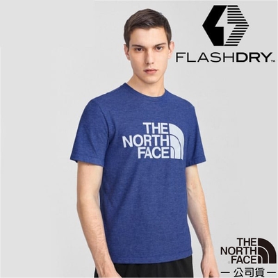 【The North Face】男 FlashDry 閃電快乾短袖圓領吸濕排汗衣(亞洲版型).T恤.上衣_4UAL-YF5 電光藍