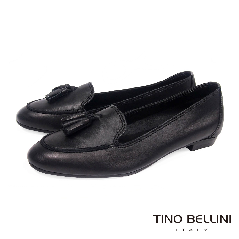 Tino Bellini 義大利進口典雅小流蘇樂福鞋 _ 黑