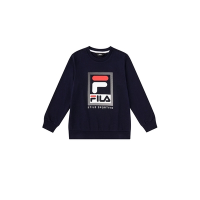 FILA KIDS 童長袖圓領上衣-丈青 1TEX-8901-NV