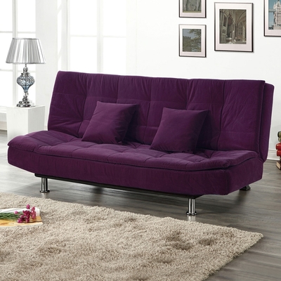 Boden-爵德紫紅色布沙發床/雙人椅/二人座沙發-贈抱枕