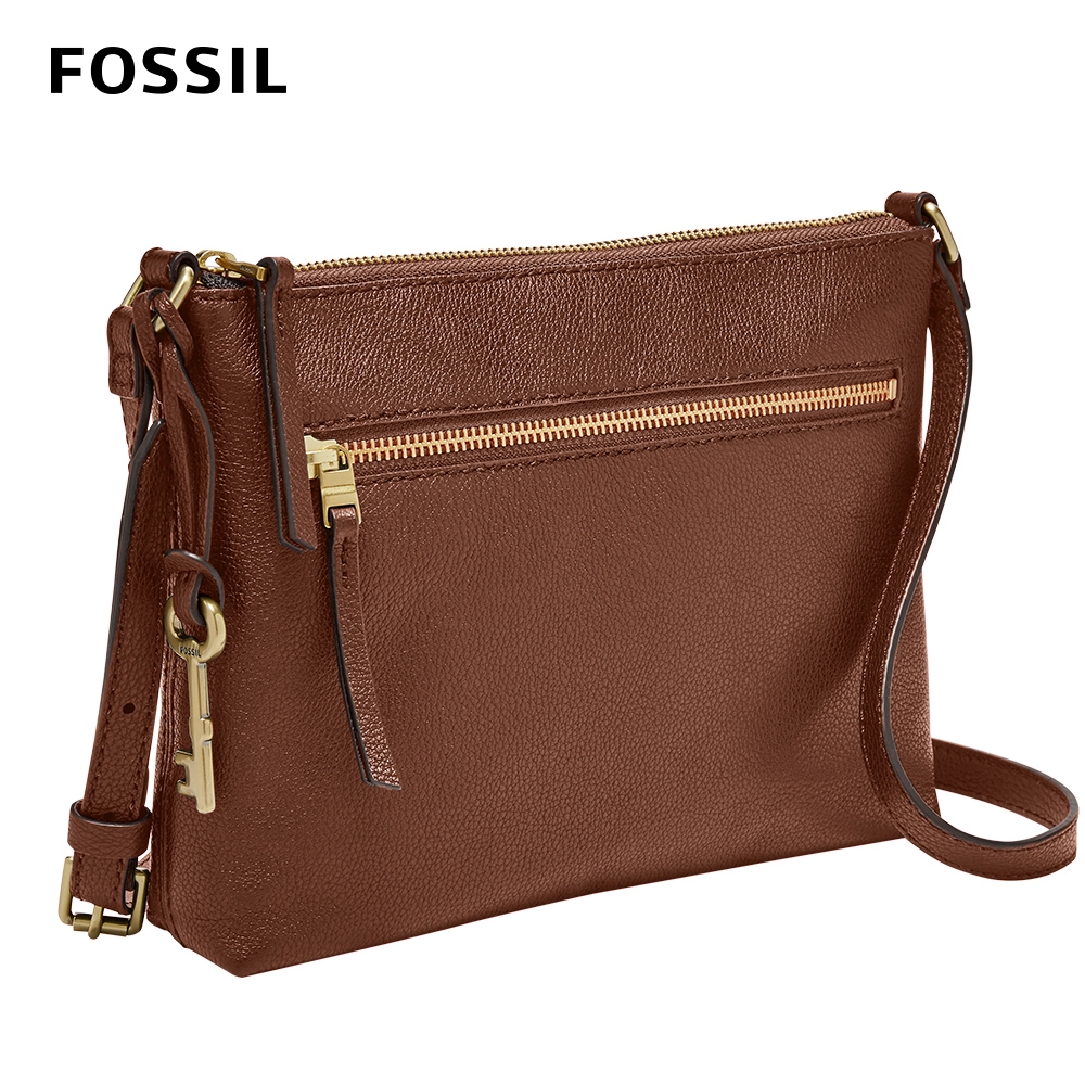 FOSSIL Fiona 真皮輕便休閒斜背包-咖啡色 ZB1542200(可拆式內袋)