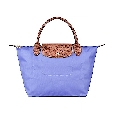 LONGCHAMP LE PLIAGE壓印LOGO短提把尼龍摺疊拉鍊手提包(小/薰衣草紫)