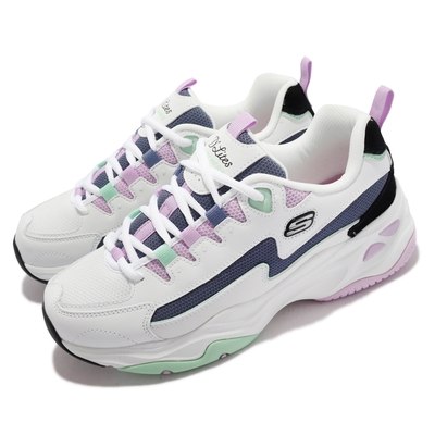 Skechers 休閒鞋 D Lites 4 厚底 復古 女鞋 老爹鞋 固特異膠底 耐用 穩定 包覆 白 紫 149493-WBKB