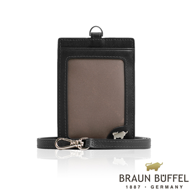 【BRAUN BUFFEL 德國小金牛】台灣總代理 HOMME-M 壓紋證件夾-黑色/BF306-600-BK