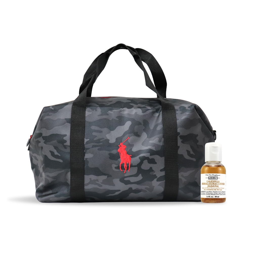 KIEHLS契爾氏 金盞花植物精華化妝水40ml+Ralph Lauren Polo黑色迷彩輕便旅行袋
