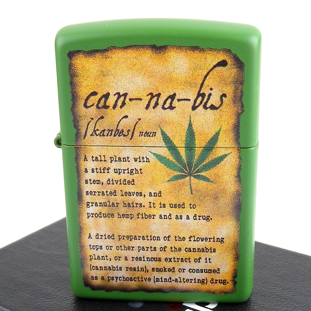 ZIPPO 美系~Cannabis-大麻葉圖案綠色烤漆打火機