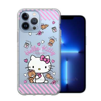 三麗鷗授權 Hello Kitty凱蒂貓 iPhone 13 Pro Max 6.7吋 浮雕彩繪空壓手機殼(熊熊)