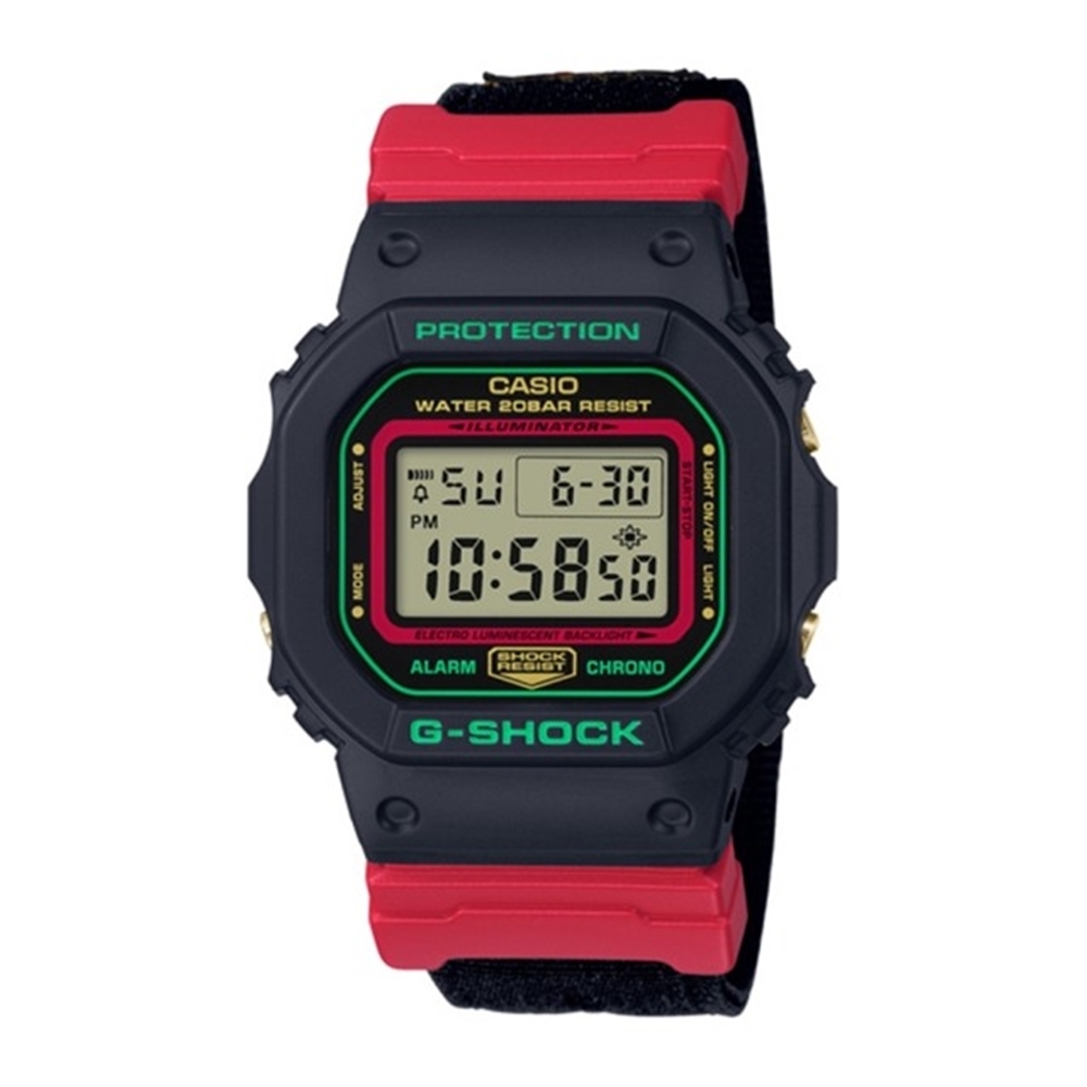 CASIO 卡西歐 G-SHOCK雙色手錶 DW-5600THC-1-黑紅 /48.9mm