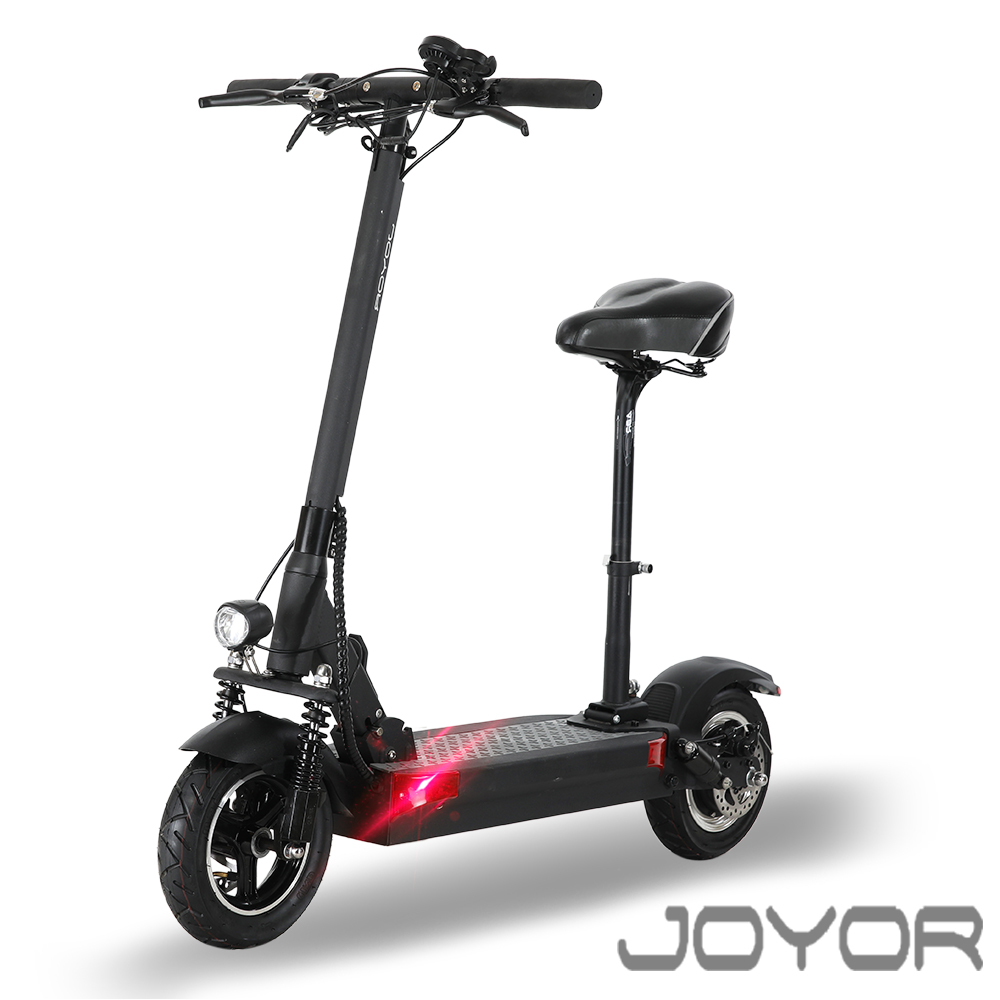 【JOYOR】EY-09A+48V鋰電定速 500W電機大輪徑碟煞電電動滑板車-坐墊版