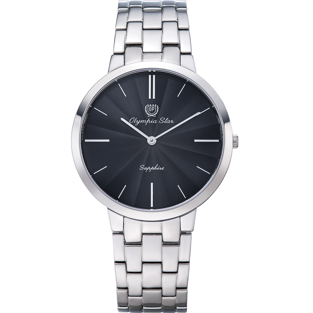 OlympiaStar 奧林比亞之星 時尚水波紋腕錶-黑/40mm  58060MS