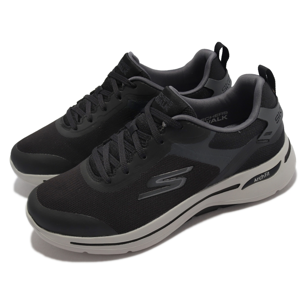 Skechers 休閒鞋 Go Walk Arch Fit 男鞋 健走鞋 避震 緩衝 支撐 穩定 專利鞋墊 黑 灰 216134-BLK