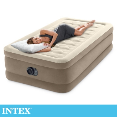 【INTEX】超厚絨豪華單人加大充氣床-寬99cm (內建電動幫浦-fiber tech)(64425ED)