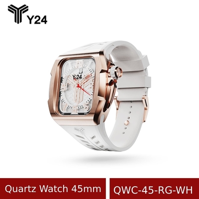 【Y24】Quartz Watch 45mm 石英錶芯手錶 QWC-45-RG-WH 白/玫瑰金 (含錶殼)
