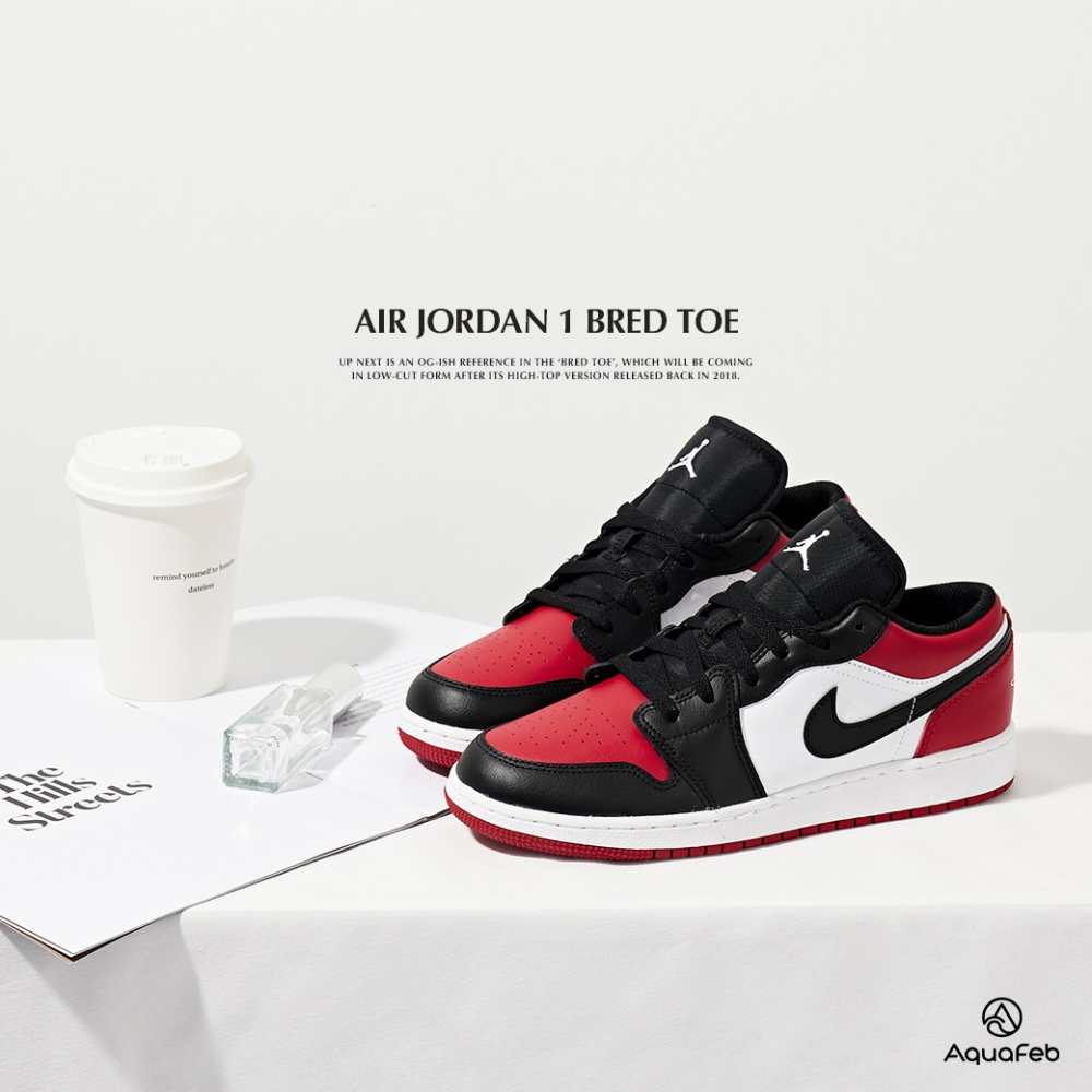 Nike Air Jordan 1 Low Bred Toe GS 女鞋童鞋黑白紅色籃球休閒鞋553560