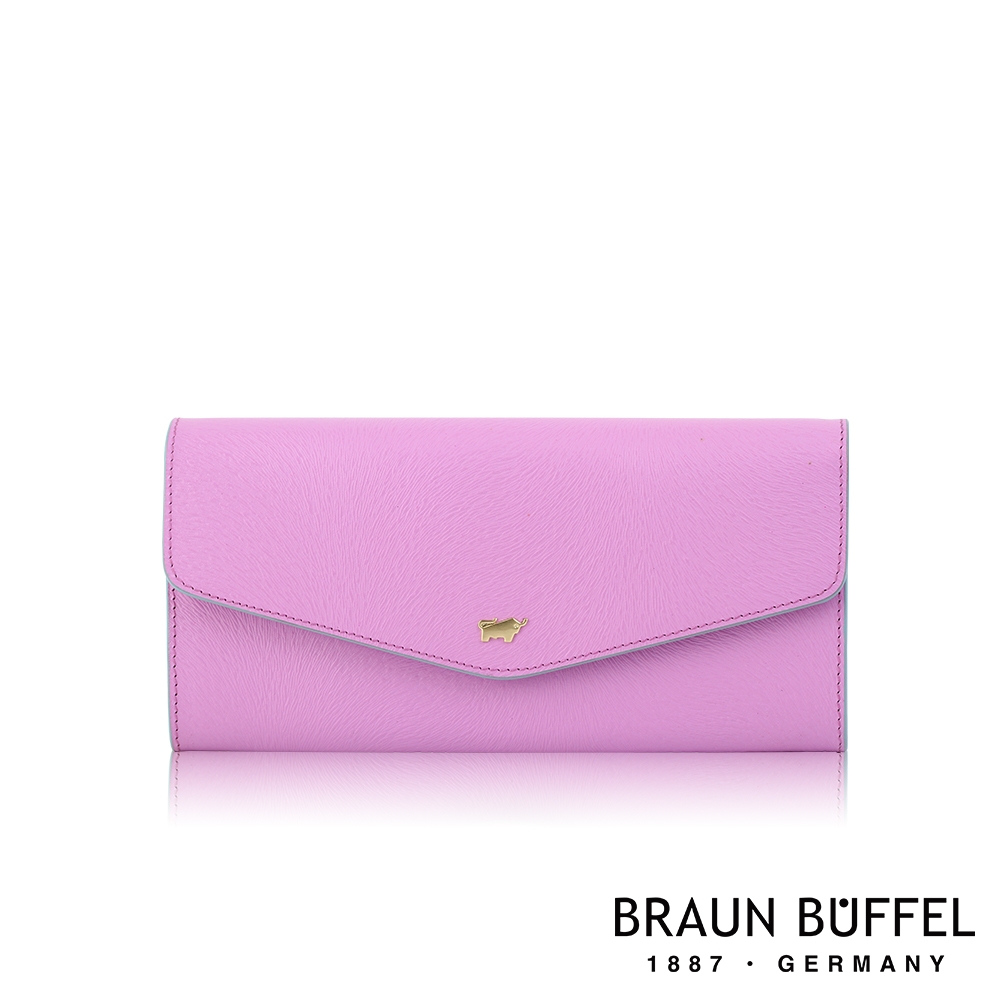 【BRAUN BUFFEL 德國小金牛】台灣總代理 奧菲莉亞-F 12卡兩折長夾-珠光紫/BF682-621-VIO