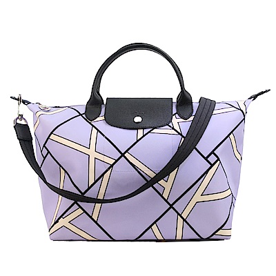 LONGCHAMP LE PLIAGE NEO幾何圖案兩用包(中/丁香紫)