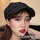 AnnaSofia 復古直條紋 混棉報童帽貝蕾帽(酷黑系) product thumbnail 1