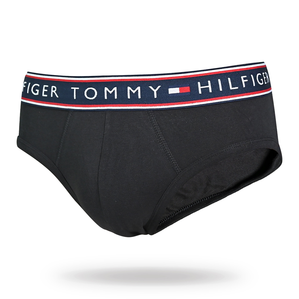 Tommy Hilfiger Cotton Stretch Brief 男內褲 撞色腰帶棉質彈性三角褲/Tommy內褲-黑色