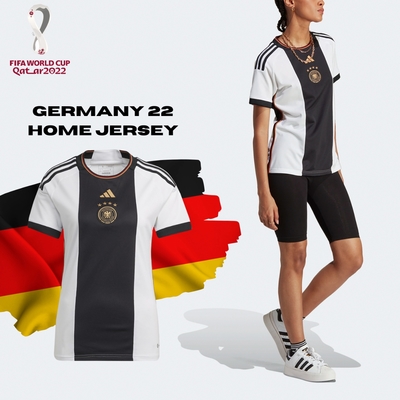 adidas 球衣 Germany 22 Home 白 黑 女款 德國 吸濕 排汗 主場 世足 世界盃 國家隊 HF1474