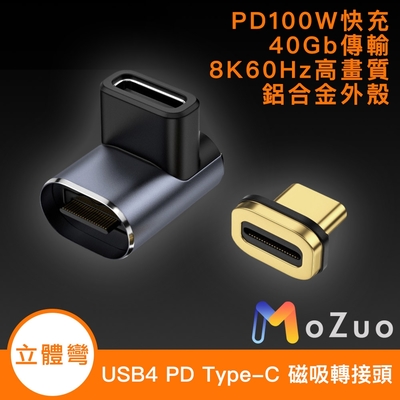 【魔宙】USB4 PD100W 40Gb Type-C 8K 60Hz 磁吸轉接頭-立體彎頭