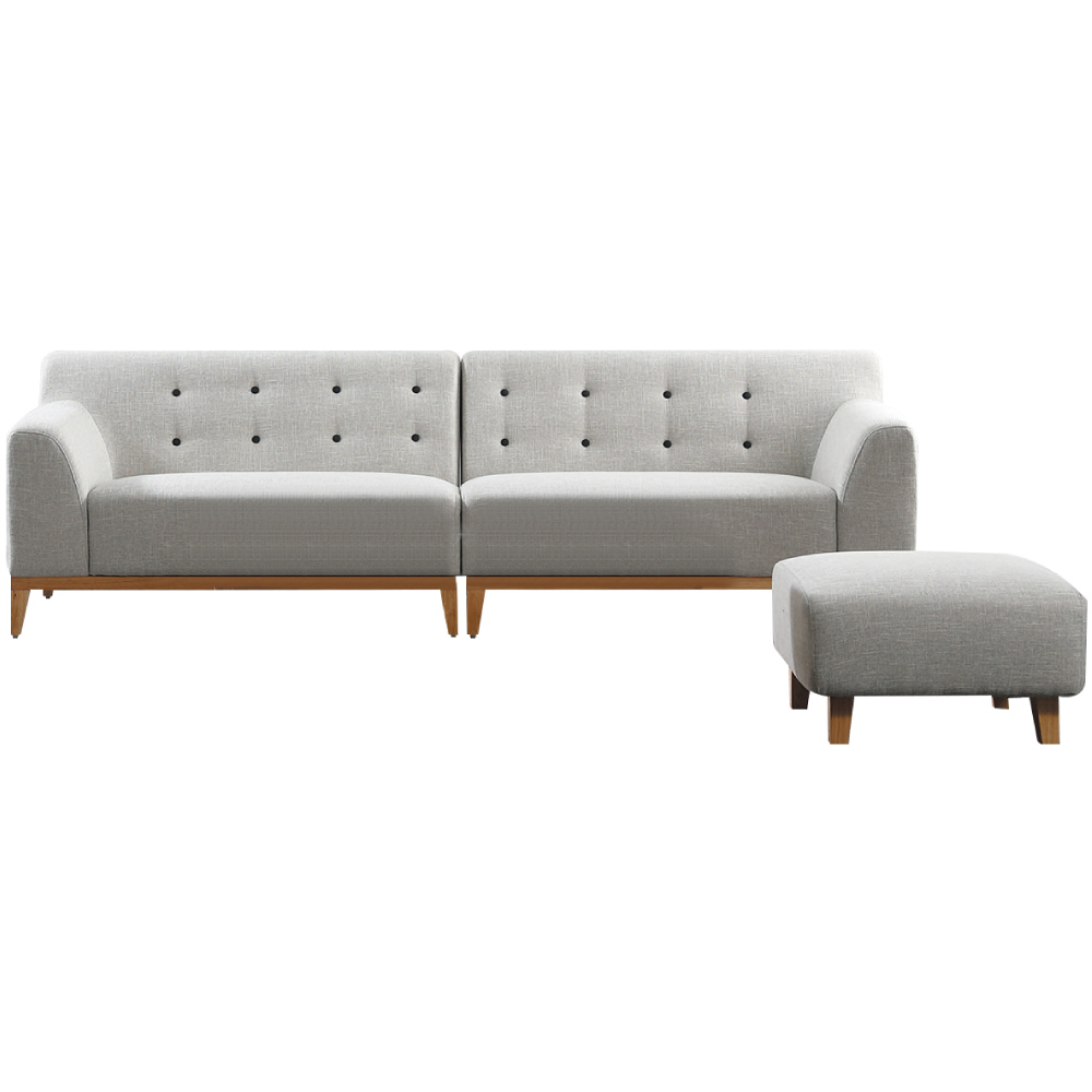 文創集 卡莫爾時尚亞麻布Ｌ型獨立筒沙發組合(四人座＋椅凳)-260x153x78cm免組