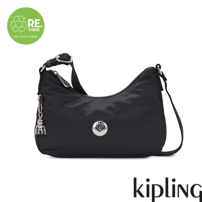 Kipling 褶皺色丁黑中型斜背包-AYDA