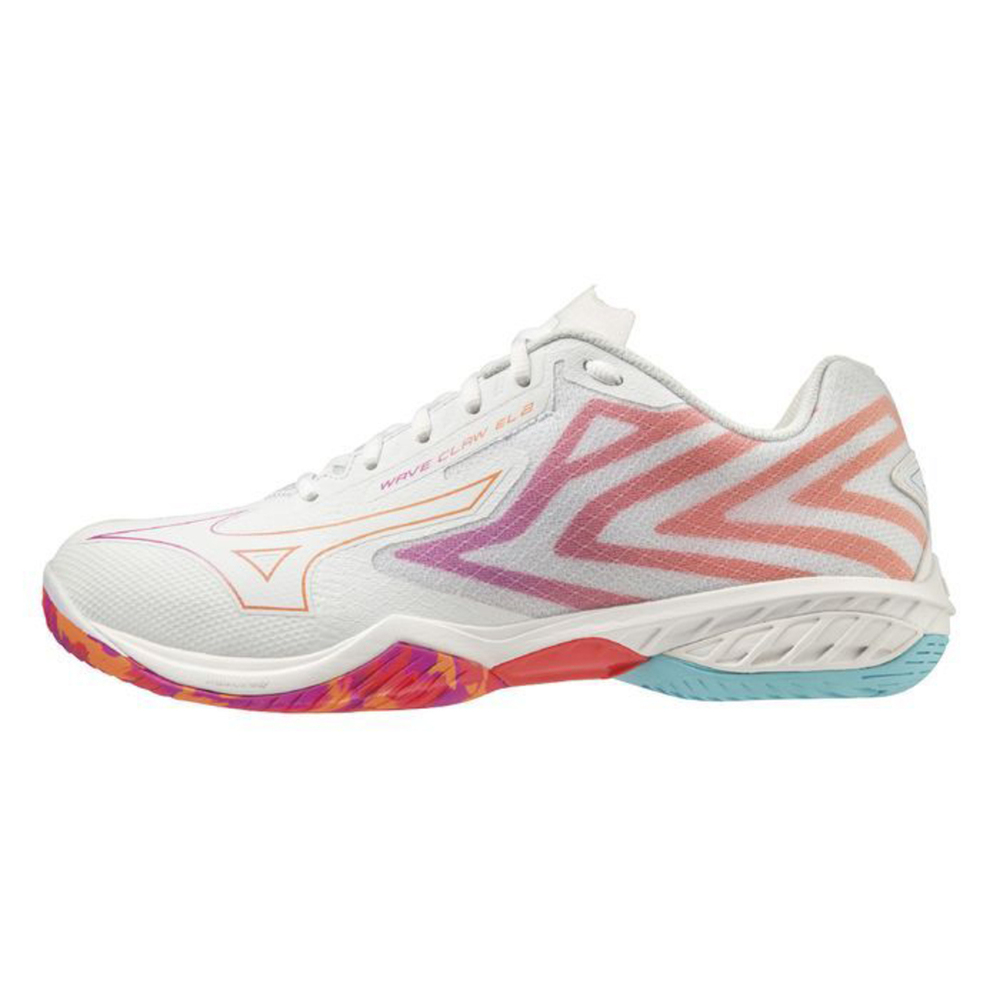 Mizuno Wave Claw EL 2 [71GA238513] 男女 羽球鞋 桌球 超寬楦 運動 訓練 止滑 白橘