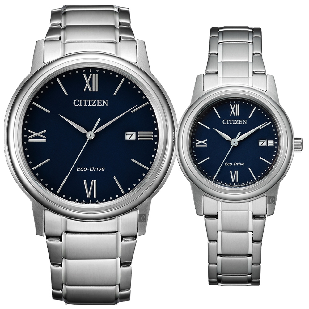 CITIZEN 星辰 光動能城市手錶 對錶-藍 AW1670-82L+FE1220-89L