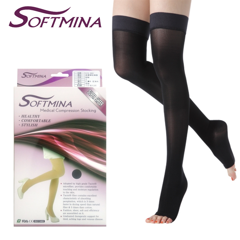 【Softmina】超薄大腿襪(露趾) 靜脈曲張襪/壓力襪