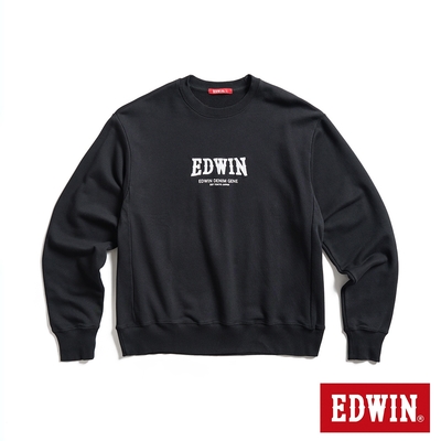 EDWIN 人氣復刻 凸版繡花厚長袖T恤-男-黑色