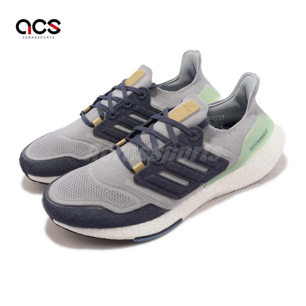 adidas 慢跑鞋 Ultraboost 22 男鞋 灰 單寧 牛仔 緩震 路跑 襪套式 運動鞋 愛迪達 GX9158