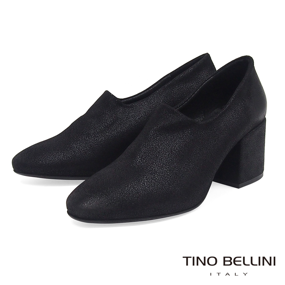 Tino Bellini義大利進口特殊啞光布料高跟踝靴_黑